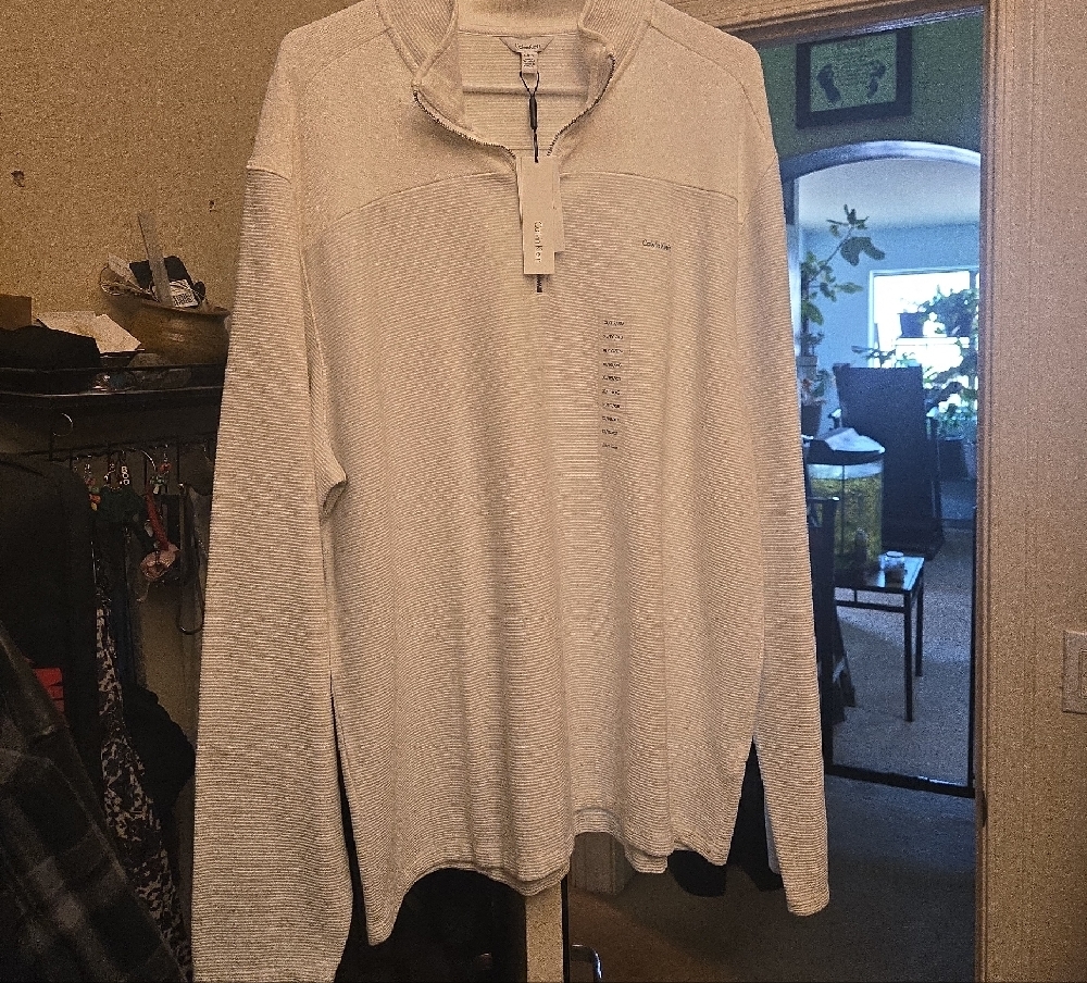 Calvin Klein Cream Quarter-Zip Top